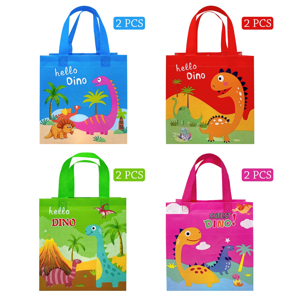 Wrapables Non-Woven Reusable Gift Bags with Handles for Parties, Birthdays, Favors and Treats (Set of 8)