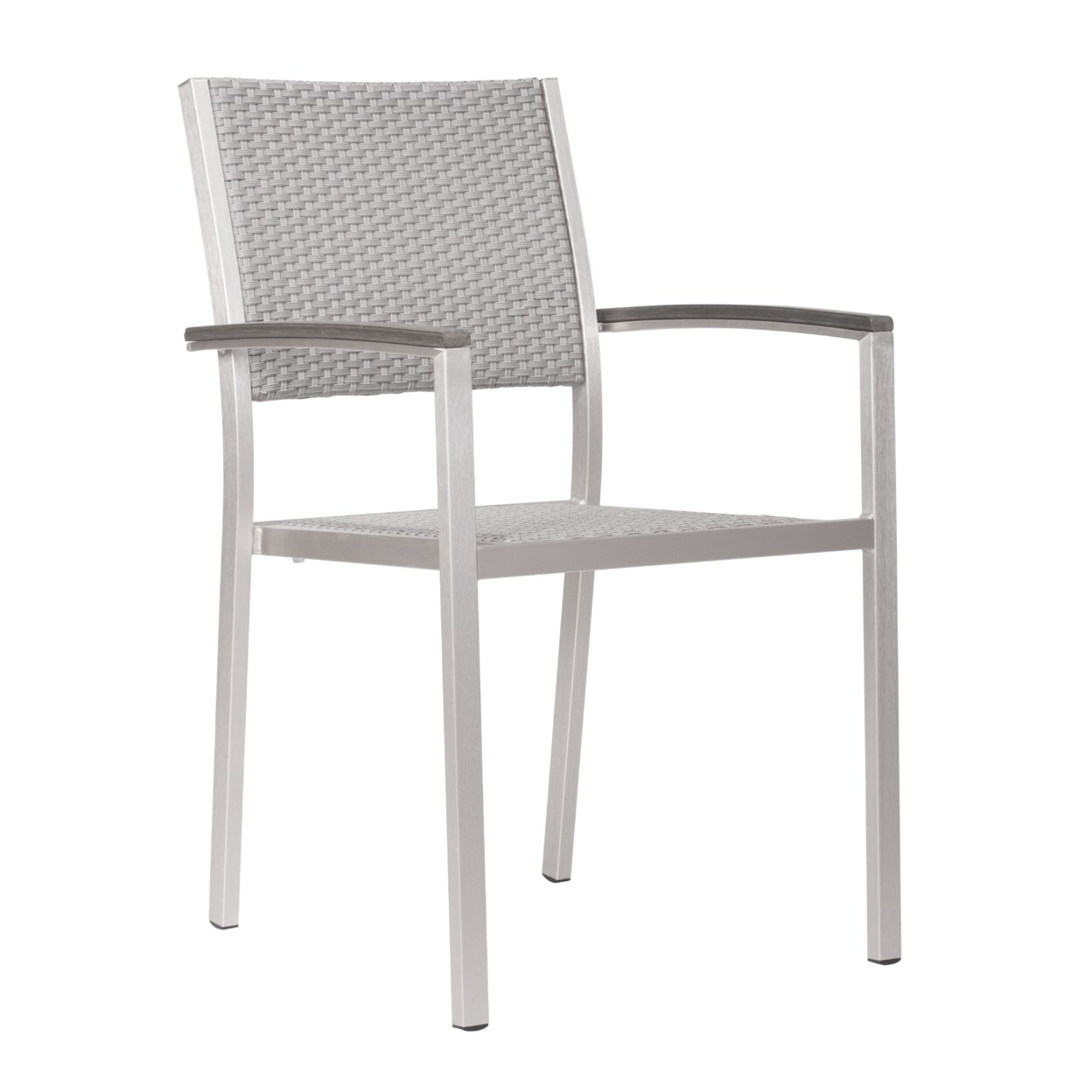 Metropolitan Dining Arm Chair Set Of 2 Gray Silver Aluminum Mesh Stackable