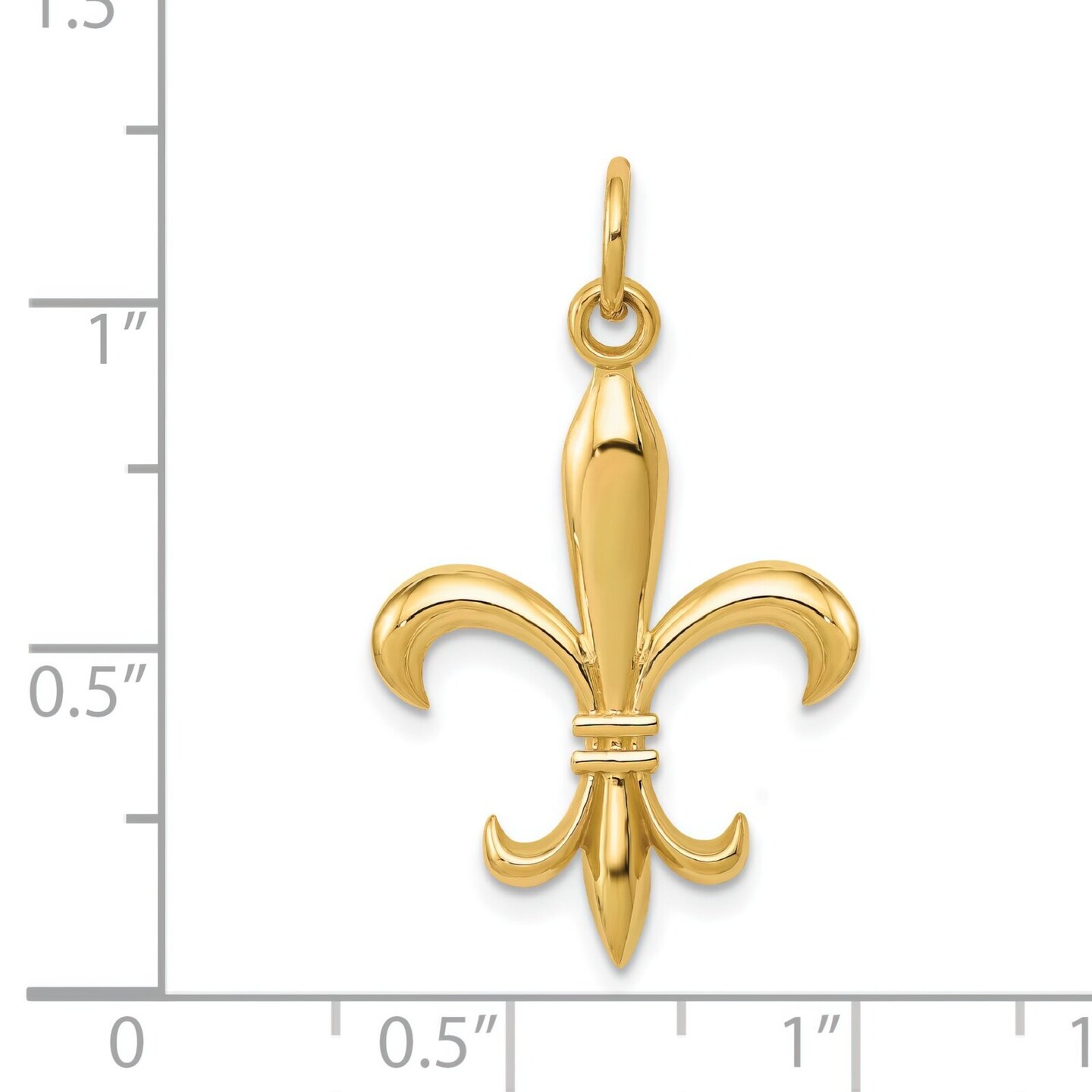 14K Yellow Gold Fleur De Lis Charm Polished Jewelry 30mm x 18mm