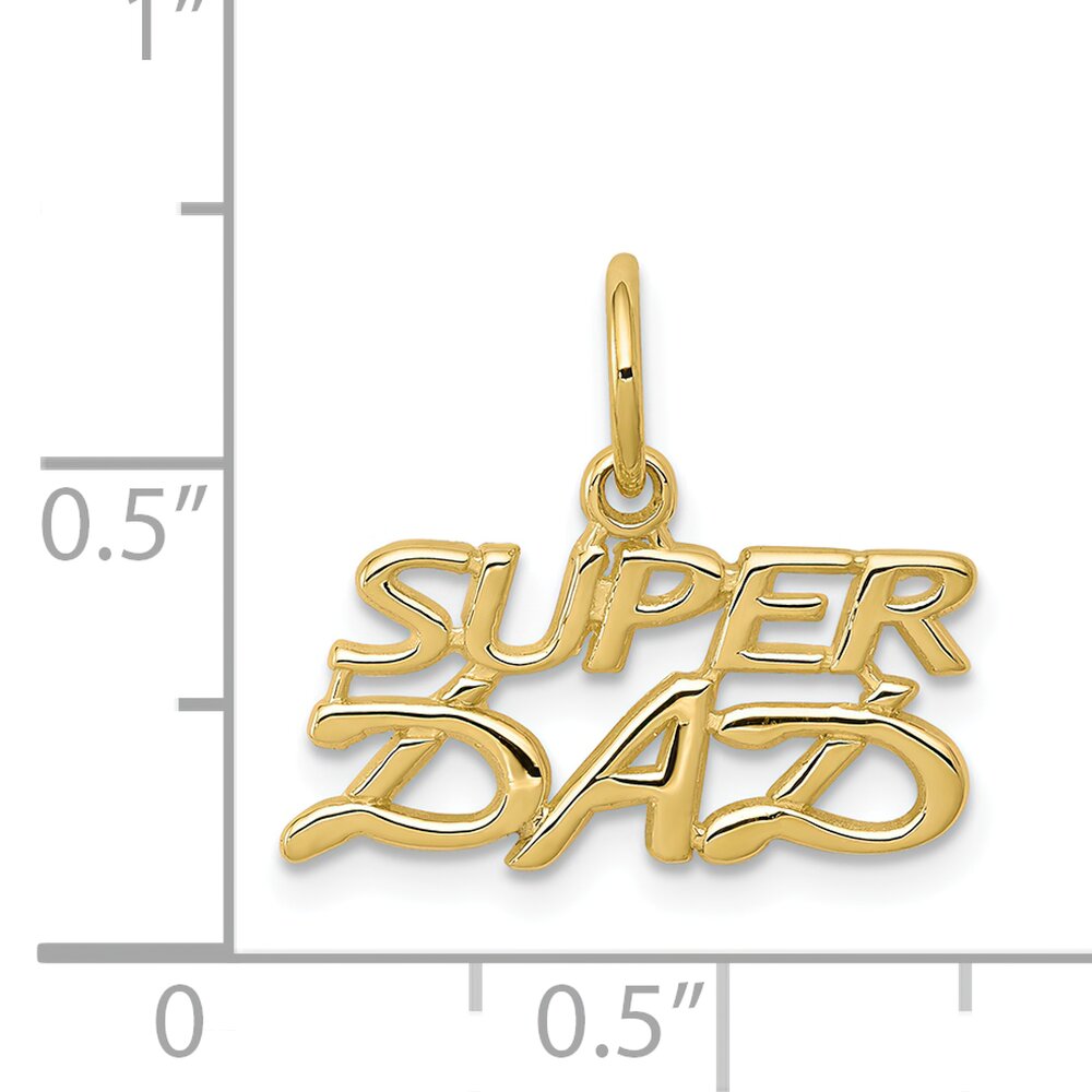 10K Yellow Gold Super Dad Charm Daddy Father Pendant Jewerly 15mm x 17mm