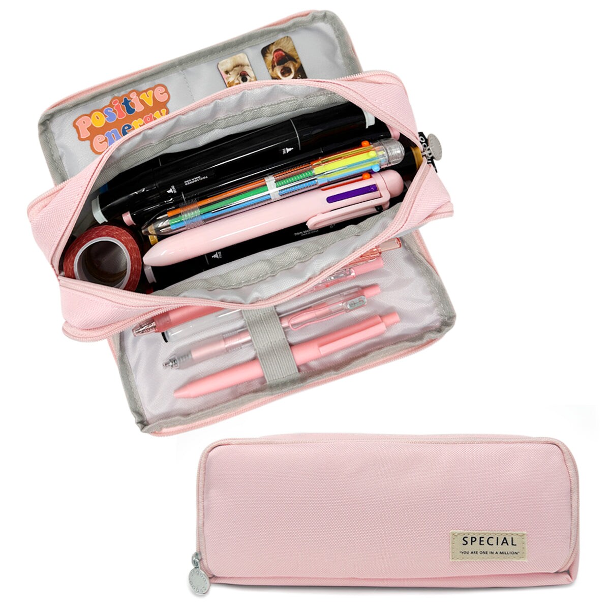iSuperb Foldable Pencil Case Zipper Big Capacity Canvas Pencil Pouch  Stationery Organizers Pen Bag Compartments Cosmetic Makeup Bags for Women
