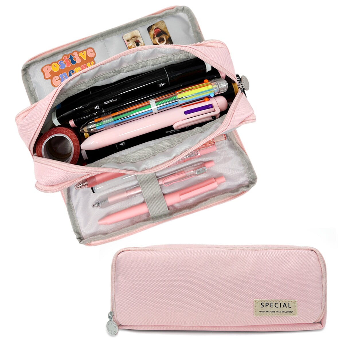 Wrapables Large Capacity Pencil Case, 3 Compartment Pencil Pouch for Stationery Pens