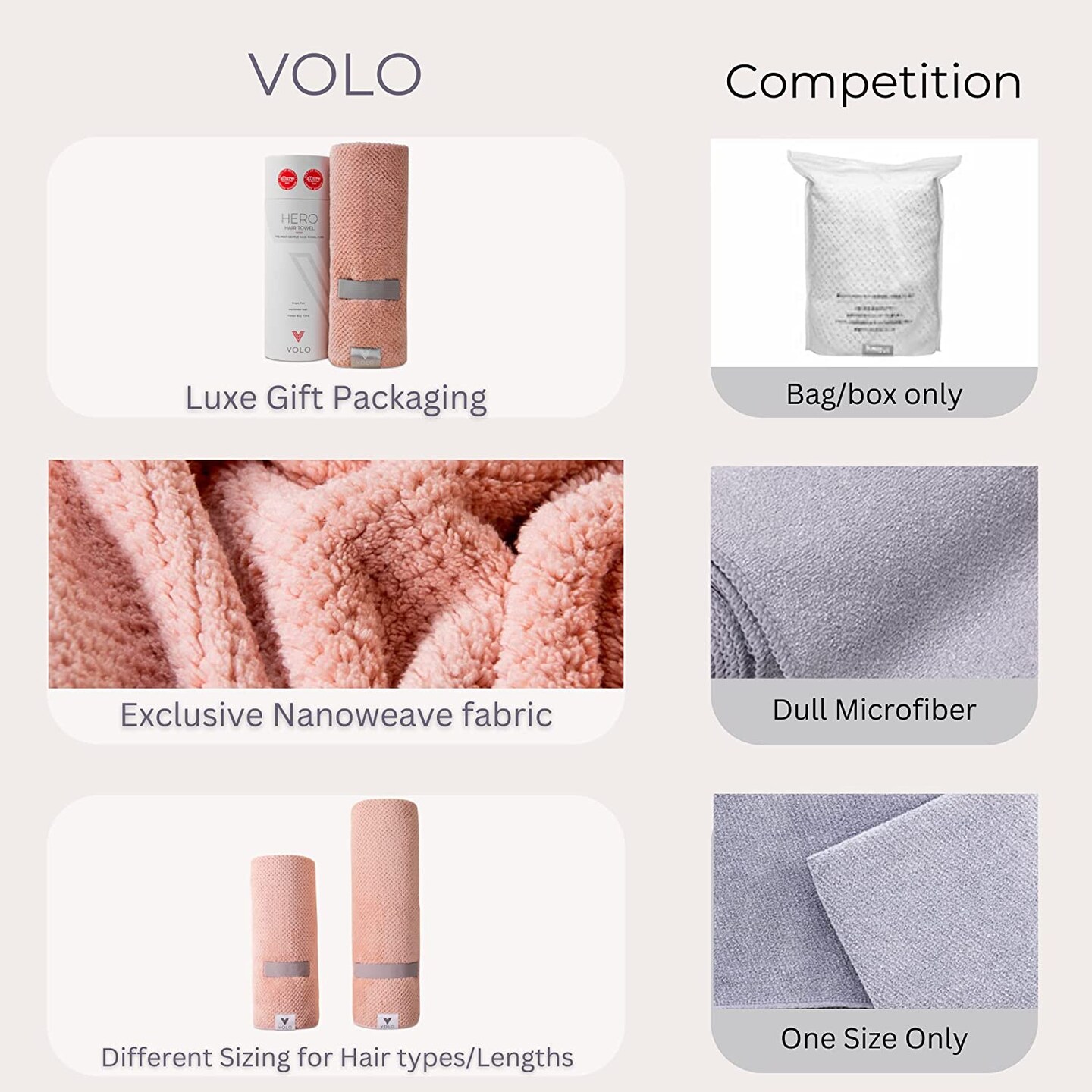 VOLO Hero Hair Towel- Cloud Pink