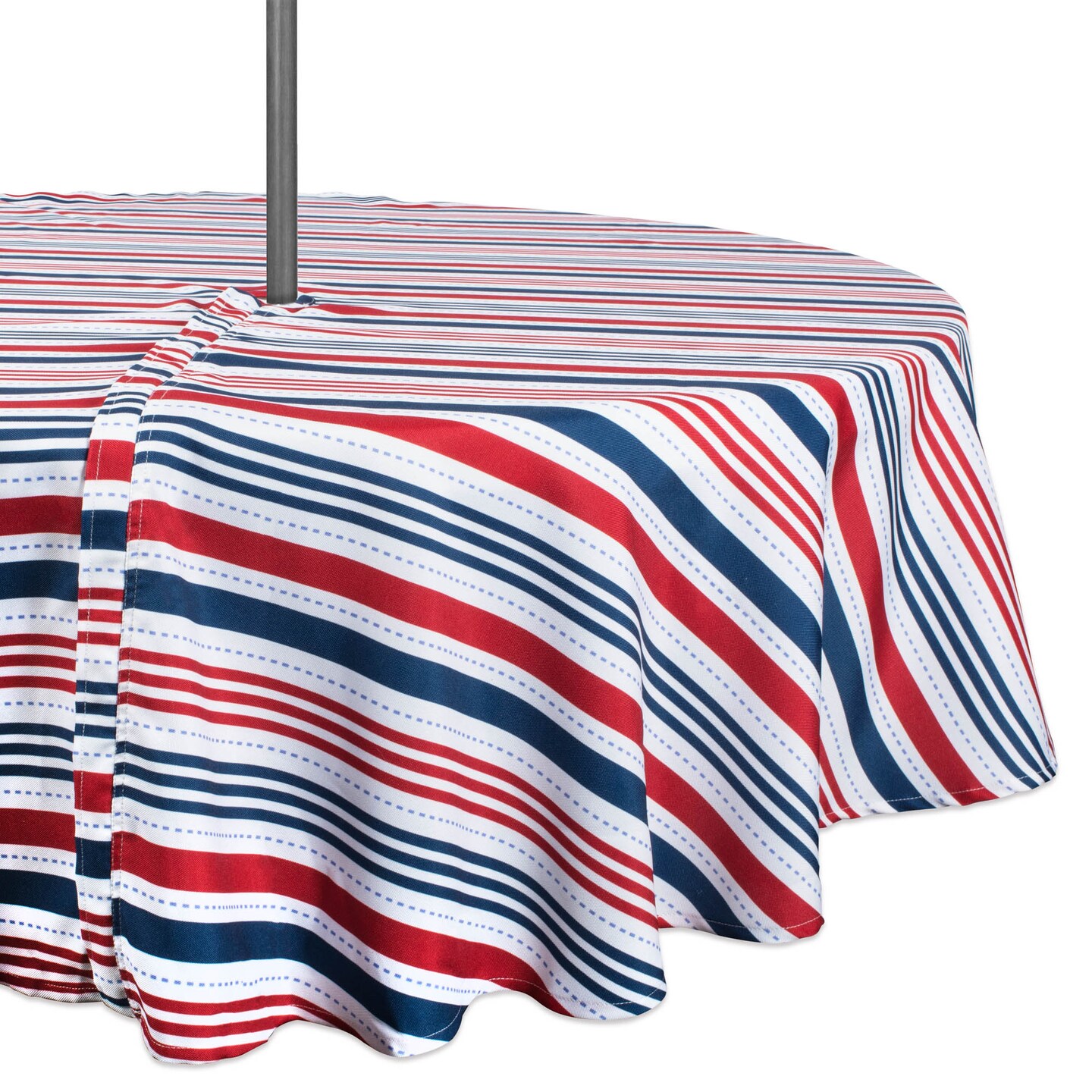 DII Patriotic Stripe Outdoor Tablecloth With Zipper 60 Round