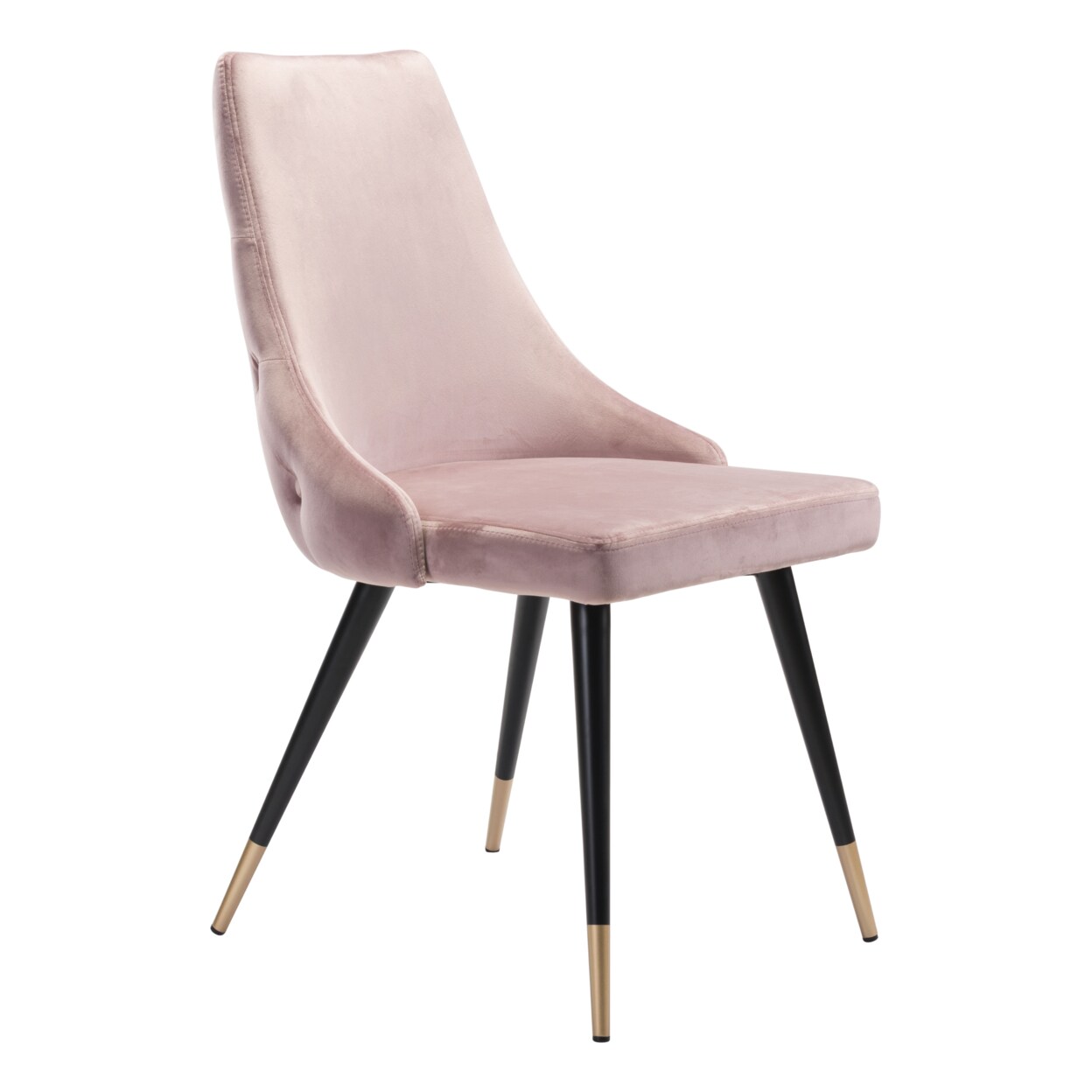 Piccolo Dining Chair Set Of 2 Tapered Back Button Tufted Brass Legs Modern