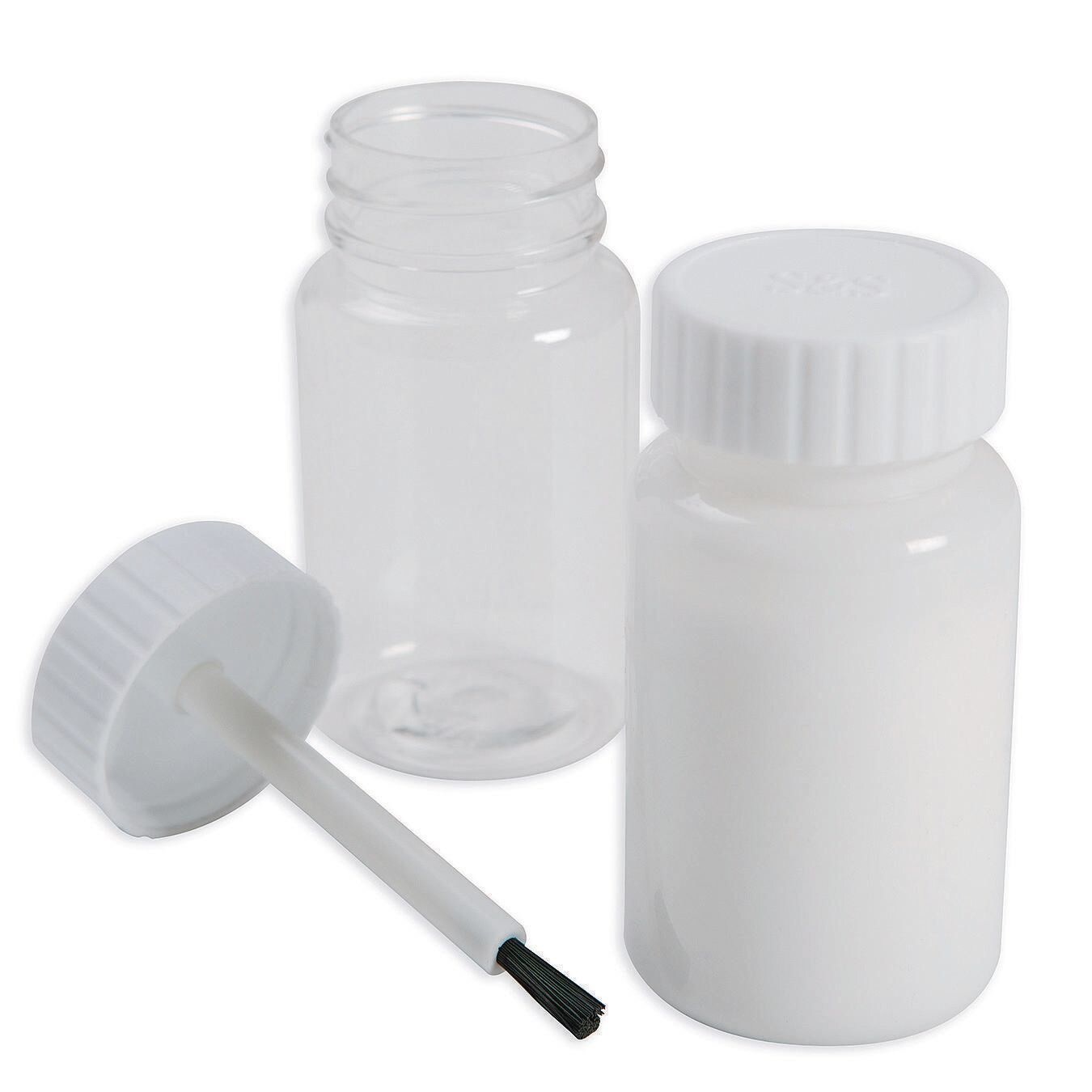 S&#x26;S Worldwide Refillable Glue/Paint Bottle with Attached Brush, Holds 2.7 oz. of Liquid (80ml), Resealable Screw-Top Keeps Liquid Fresh, Easily Portion &#x26; Dispense Paint or Glue , 3&#x22; Tall. Pack of 12.