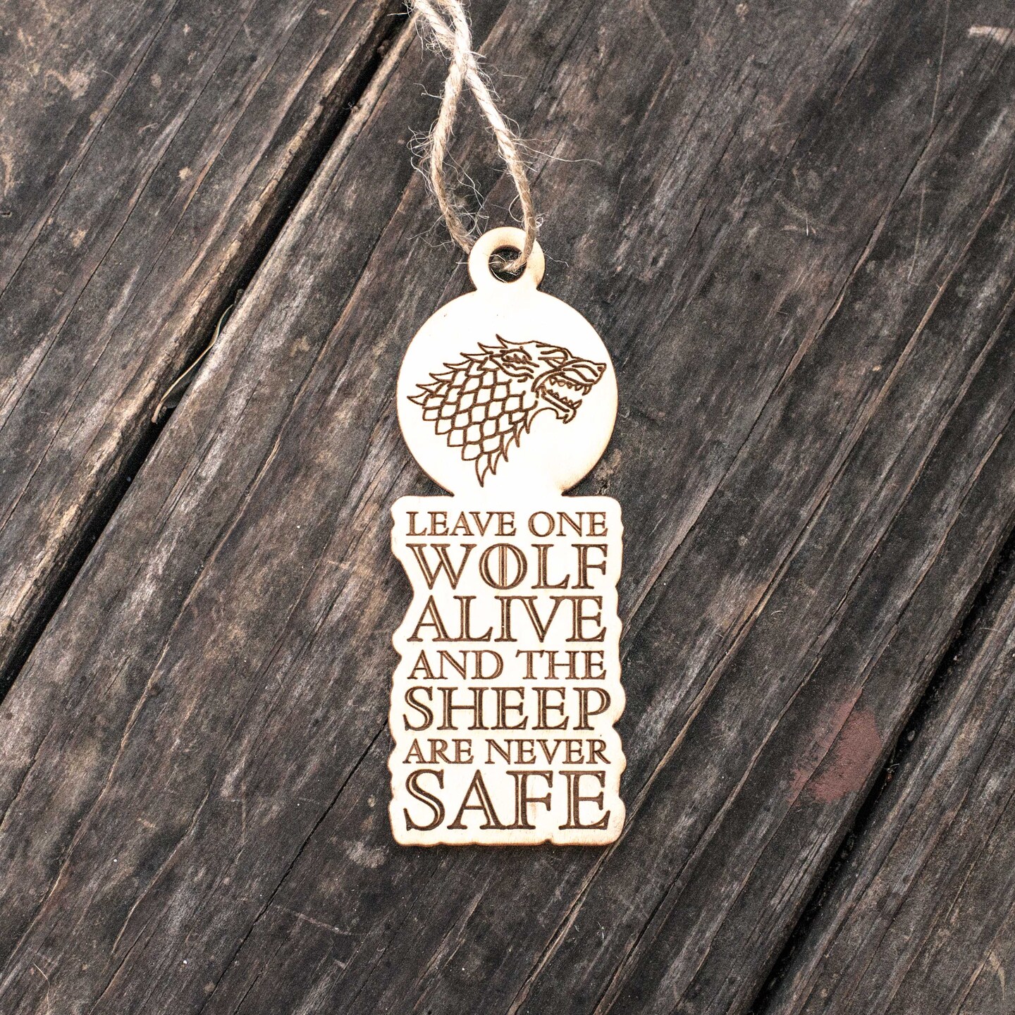 Ornament - Leave One Wolf Alive - Raw Wood 2x4in Ornament - Leave One Wolf Alive - Raw Wood 2x4in