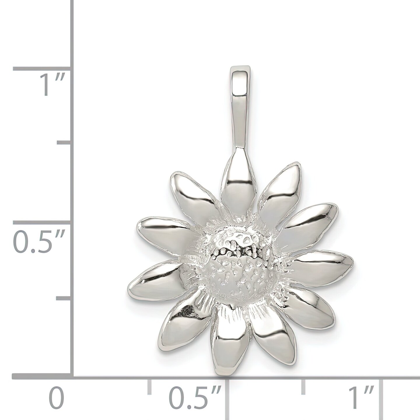 Sterling Silver Sunflower Pendant Charm Flower Jewelry 27mm x 18mm