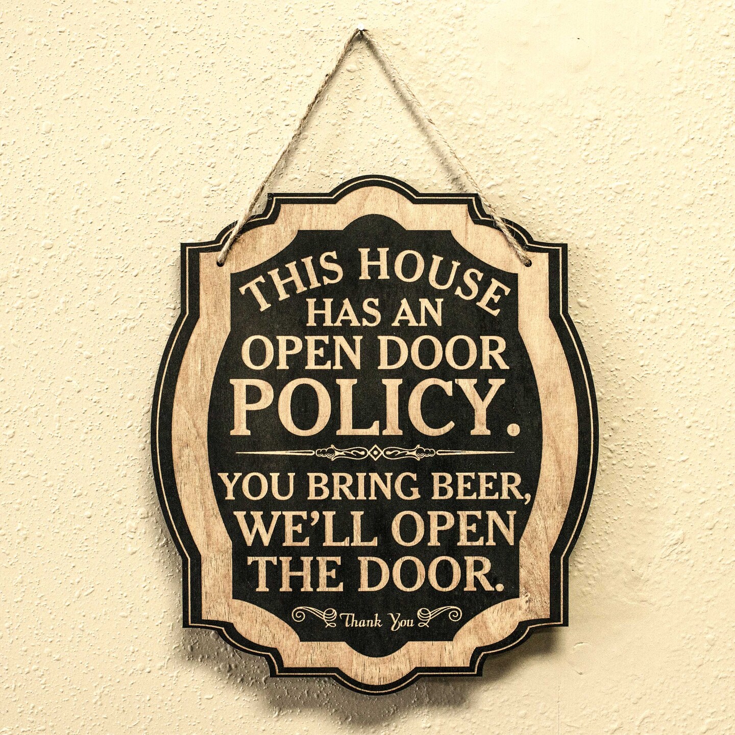 Open Door Policy - Black Door Sign 8x9.5in