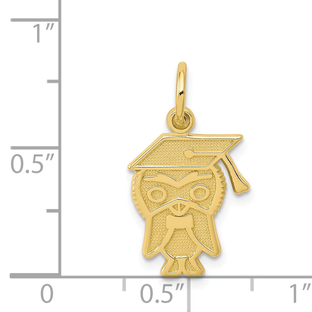 10K Yellow Gold Graduation Owl Charm School Jewelry 20mm x 11mm