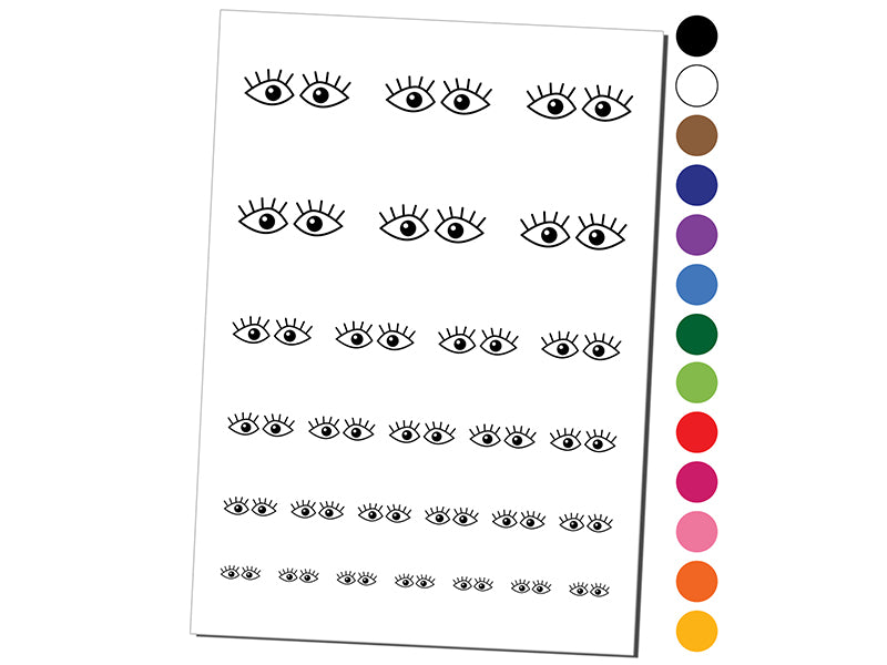 Wide Eyes with Eyelashes Temporary Tattoo Water Resistant Fake Body Art Set Collection
