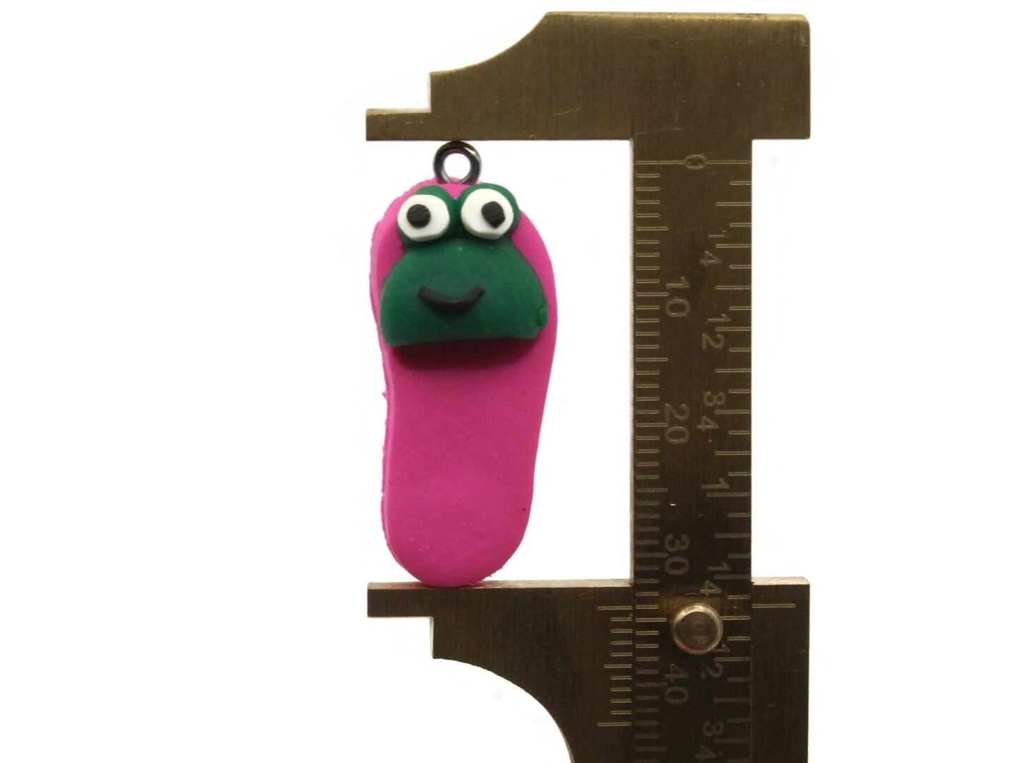 5 34mm Hot Pink And Green Frog Slipper Polymer Clay Miniature Charms