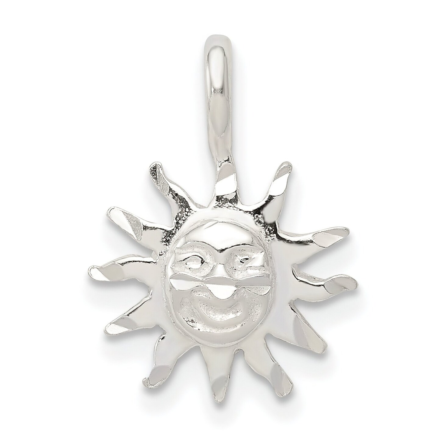 Sterling Silver Sun Charm Pendant Celstial Jewelry 20mm x 12mm