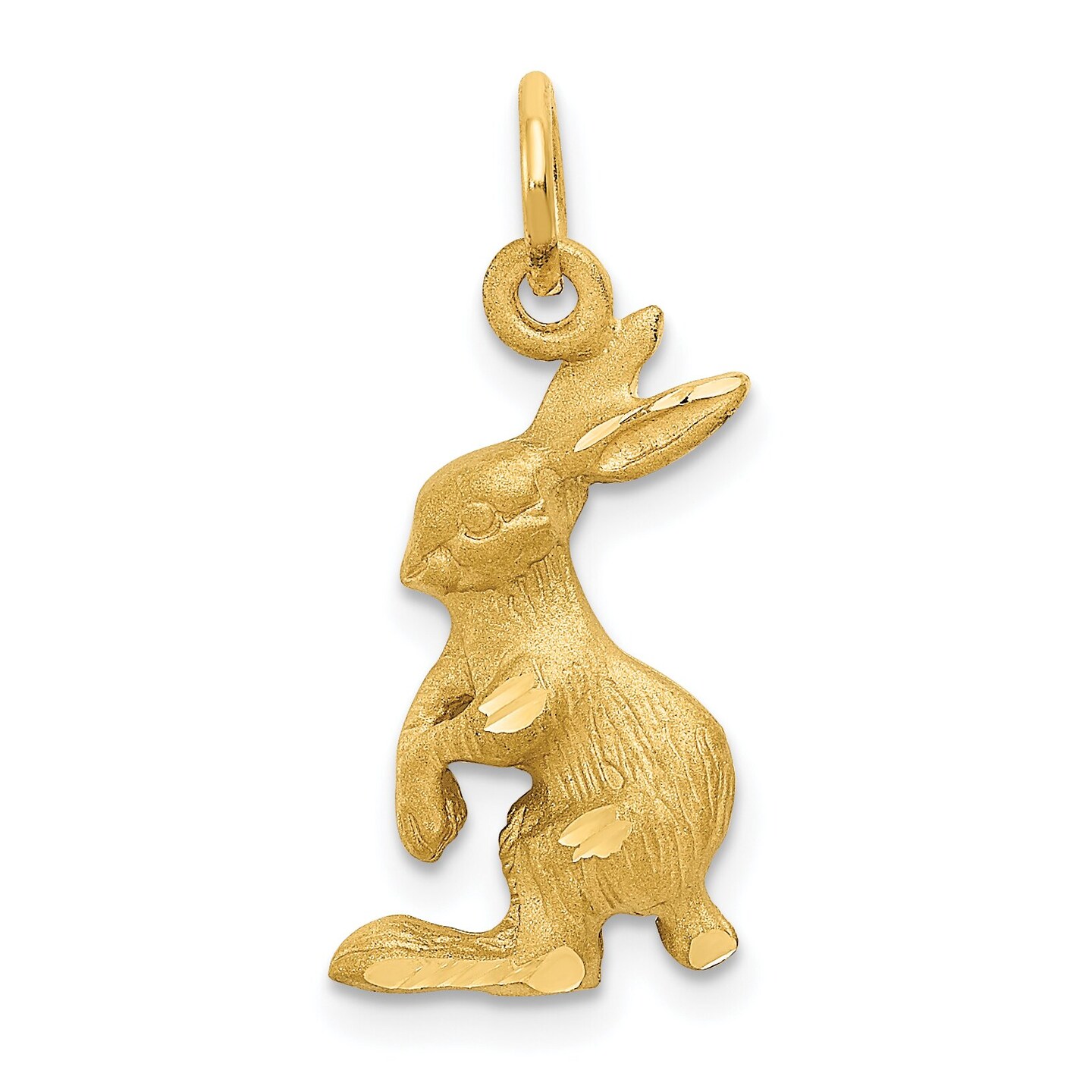 14K Yellow Gold Jack Rabbit Charm Pendant Jewelry 24mm x 10mm