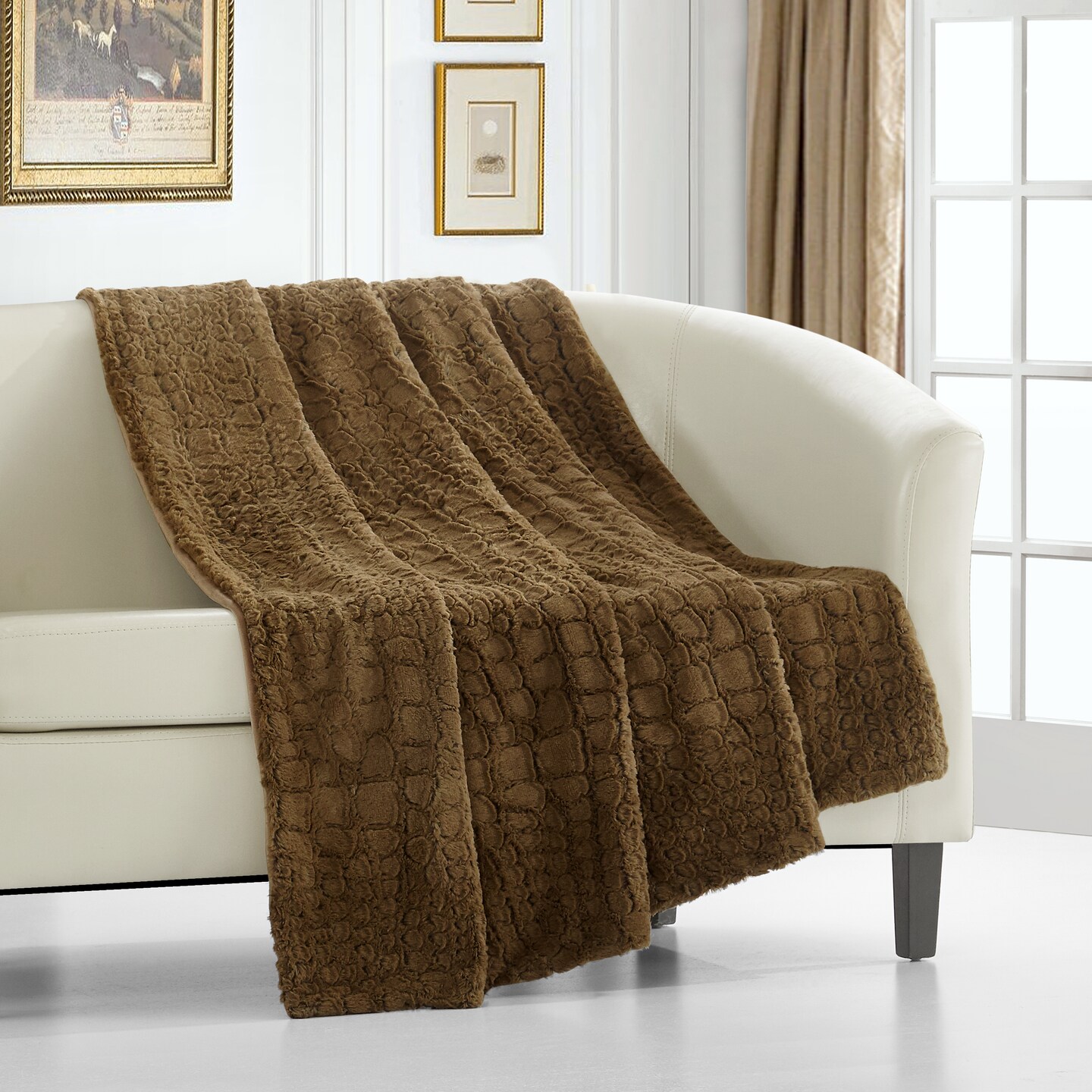 Chic Home Crocodile Throw Blanket Faux Fur Super Soft Ultra Plush