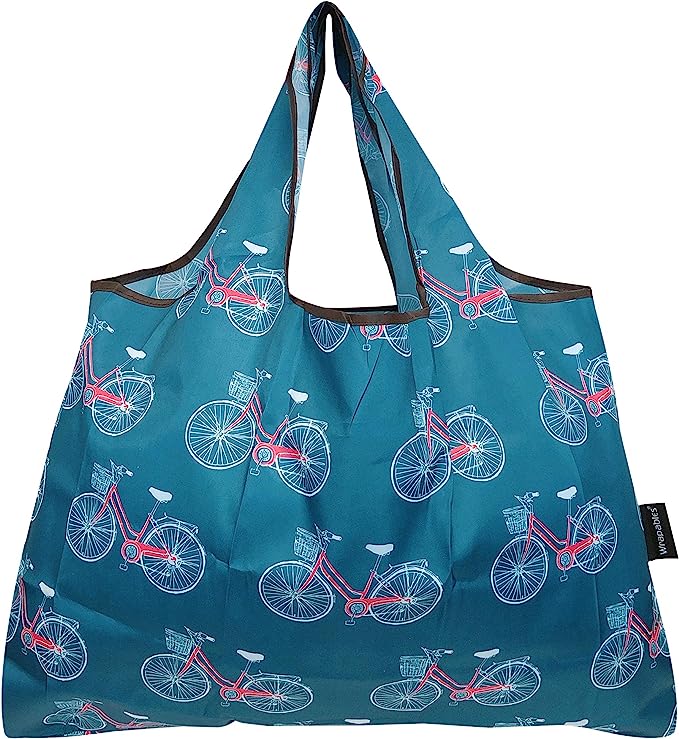 Wrapables Large Foldable Tote Nylon Reusable Grocery Bag, 3 Pack