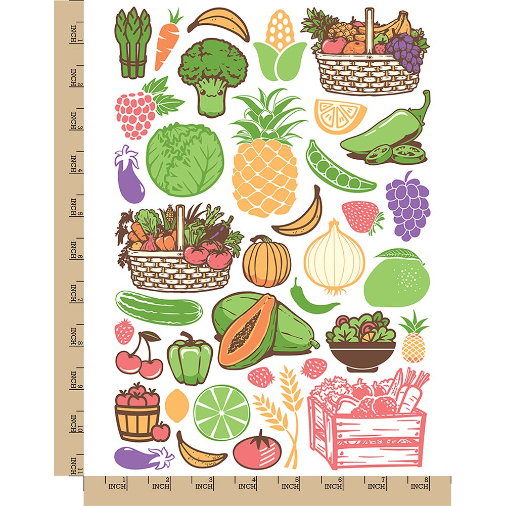 Fruits and Vegetables Temporary Tattoo Water Resistant Fake Body Art Set Collection