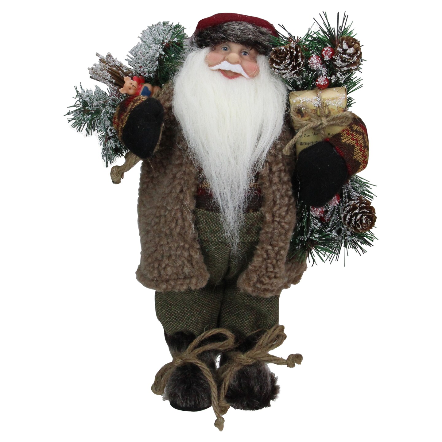 Northlight 12" Country Santa Claus with Gift Christmas Figure