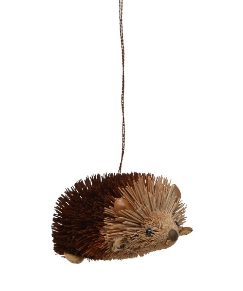 GC Home &#x26; Garden 3.25&#x201D; Brown and Beige Whimsical Bristle Brush Handcrafted Hedgehog Hanging Ornament