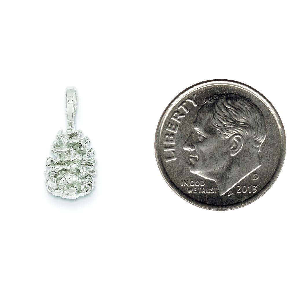 Sterling Silver Pinecone Charm Pendant Jewelry Tree 17mm x 8mm