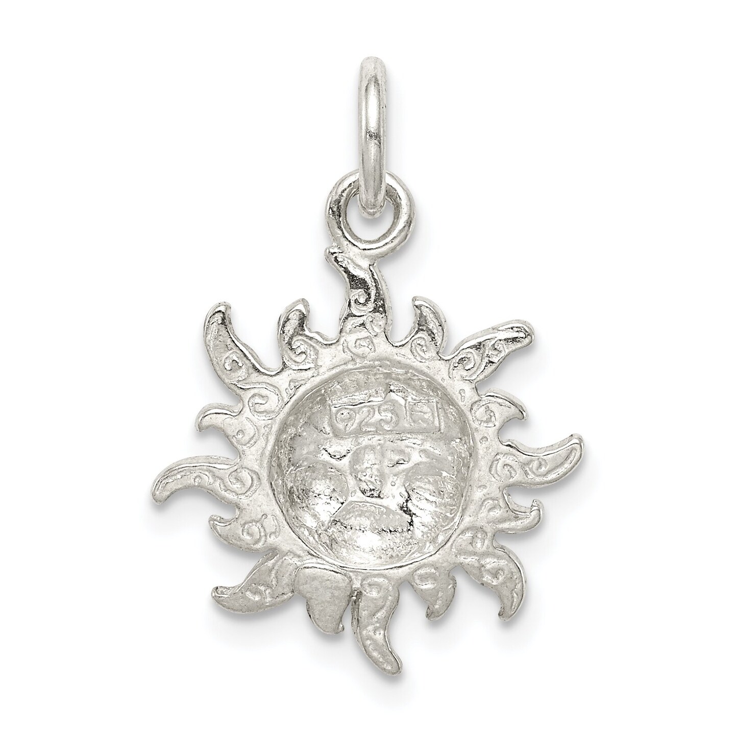 Sterling Silver Sun Charm Pendant Celestial Jewelry 24mm x 17mm