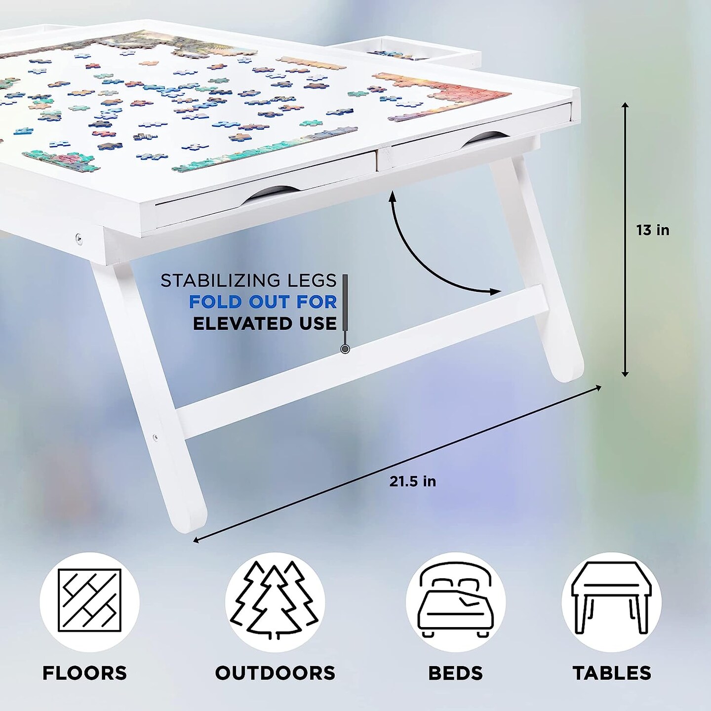 Jumbl 1000 Piece Puzzle Board, 23&#x201D; x 31&#x201D; Wooden Jigsaw Puzzle Table Board