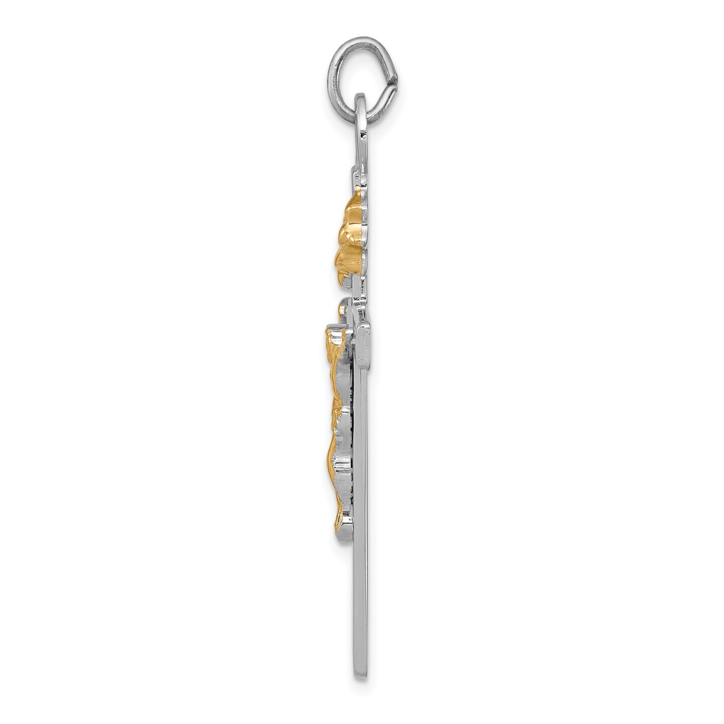 Sterling Silver Gold Plated Crucifix Pendant Jewerly 83.8mm x 41.3mm