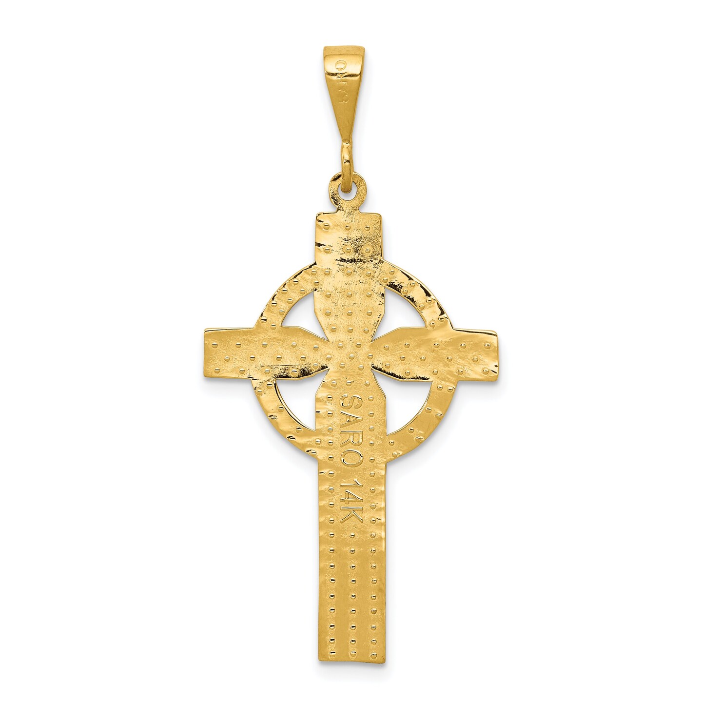 14K Yellow Gold Celtic Cross Pendant Charm Jewelry 46mm x 21mm