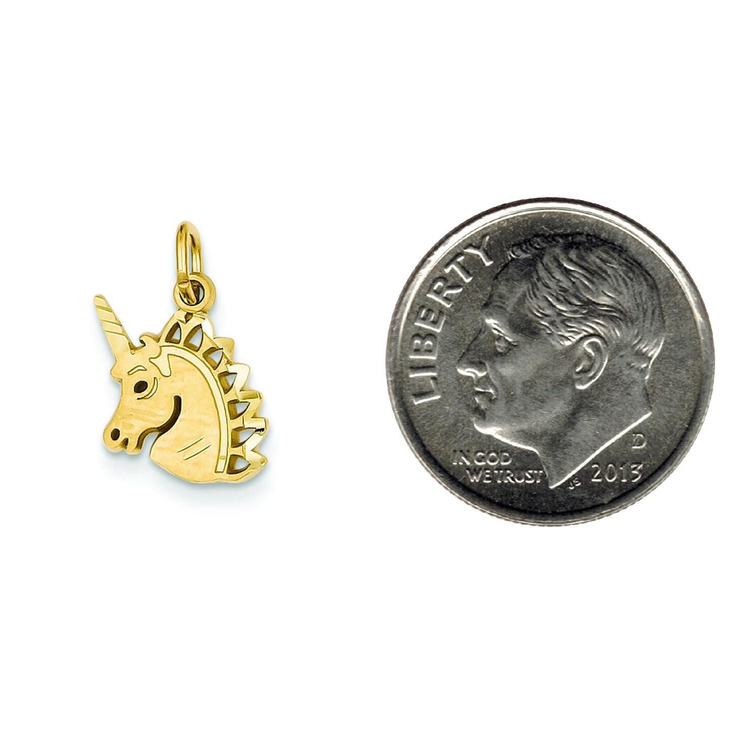14K Yellow Gold Unicorn Charm Pendant FindingKing Jewerly 16mm x 13mm