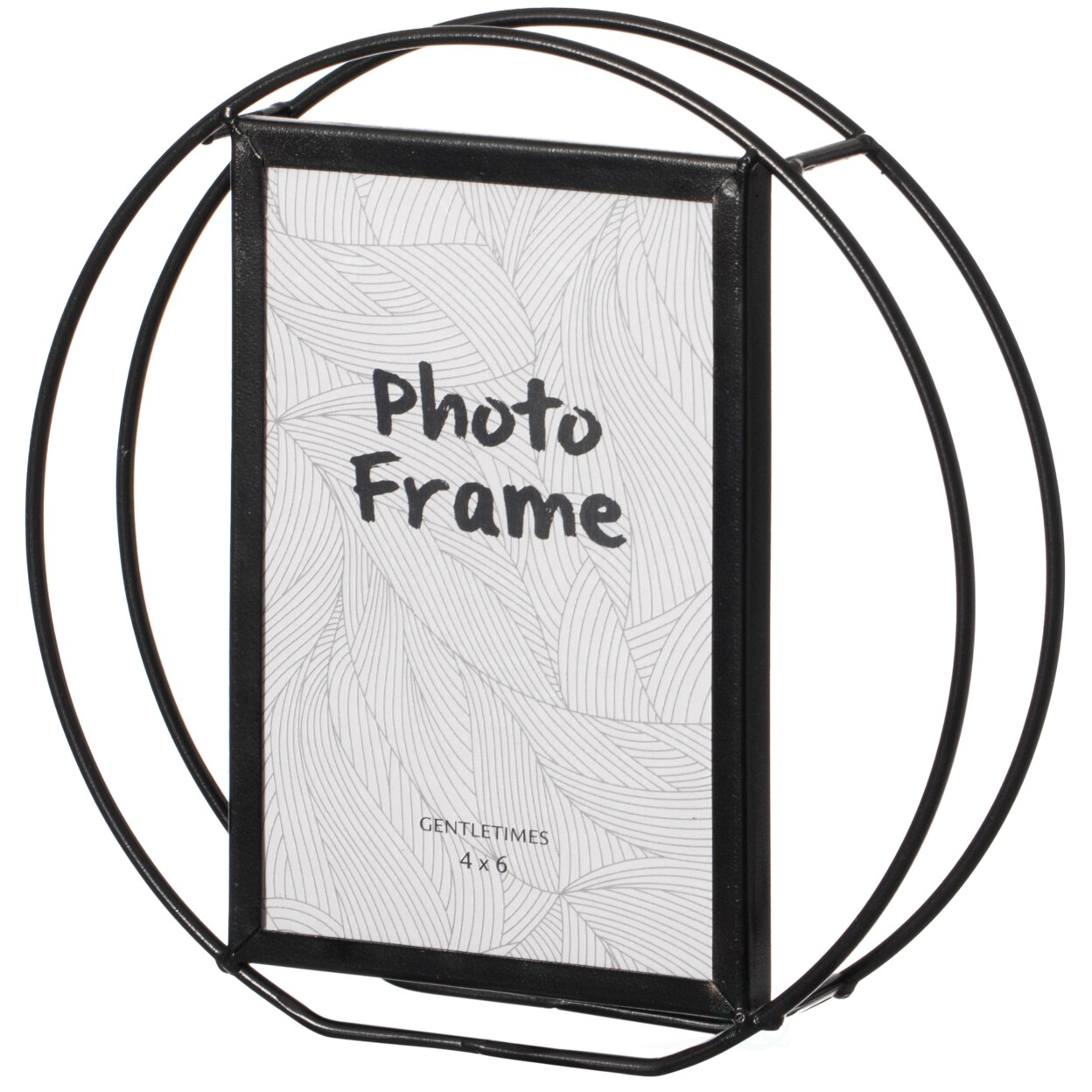 Fabulaxe Modern Circle Shape Black Metal Decor Photo Frame for Tabletop Display