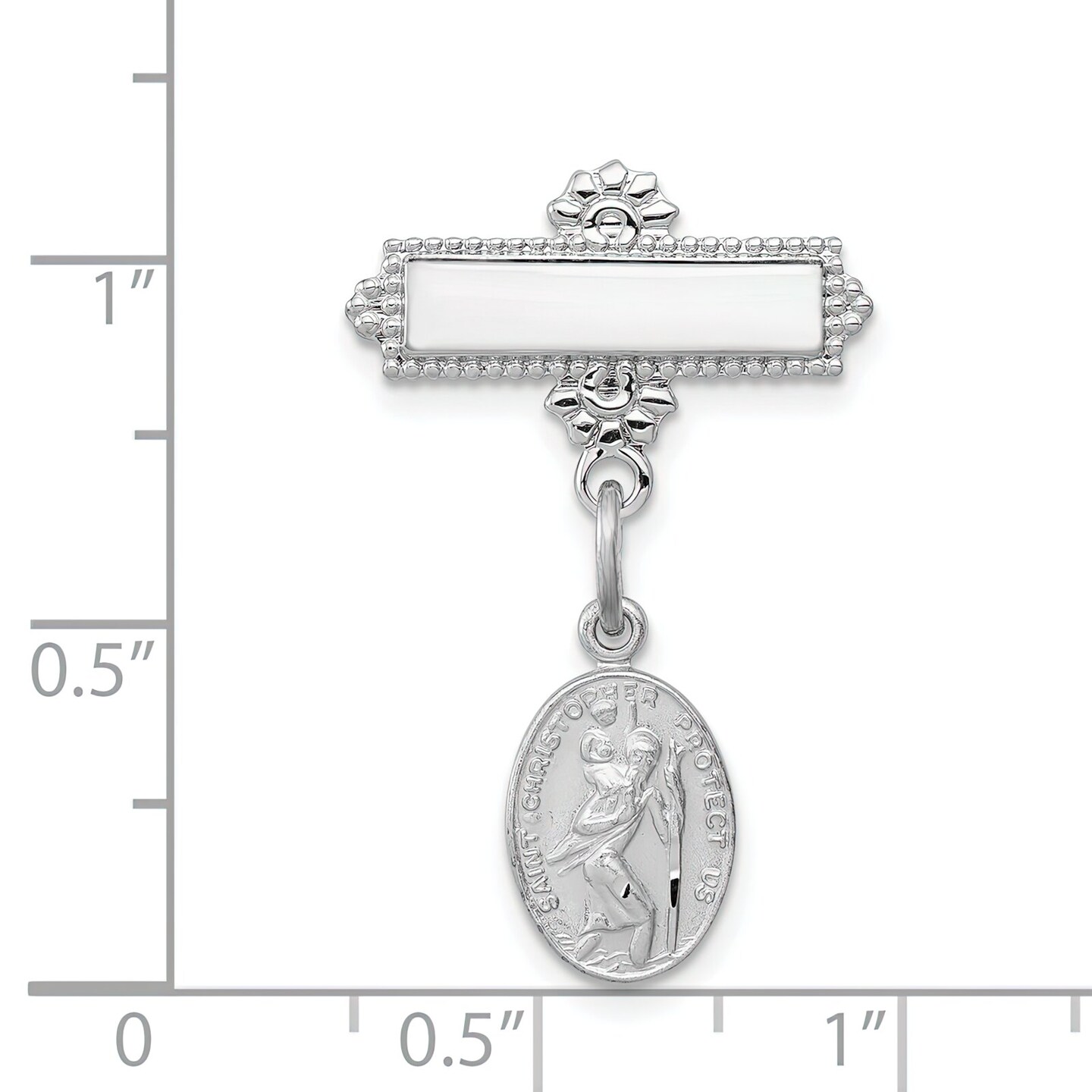 Sterling Silver Oval Saint Christopher Medal Pin