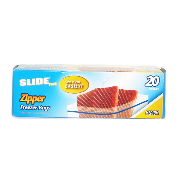 Slide Plus   Zipper Freezer Medium Bags (20 Bags)