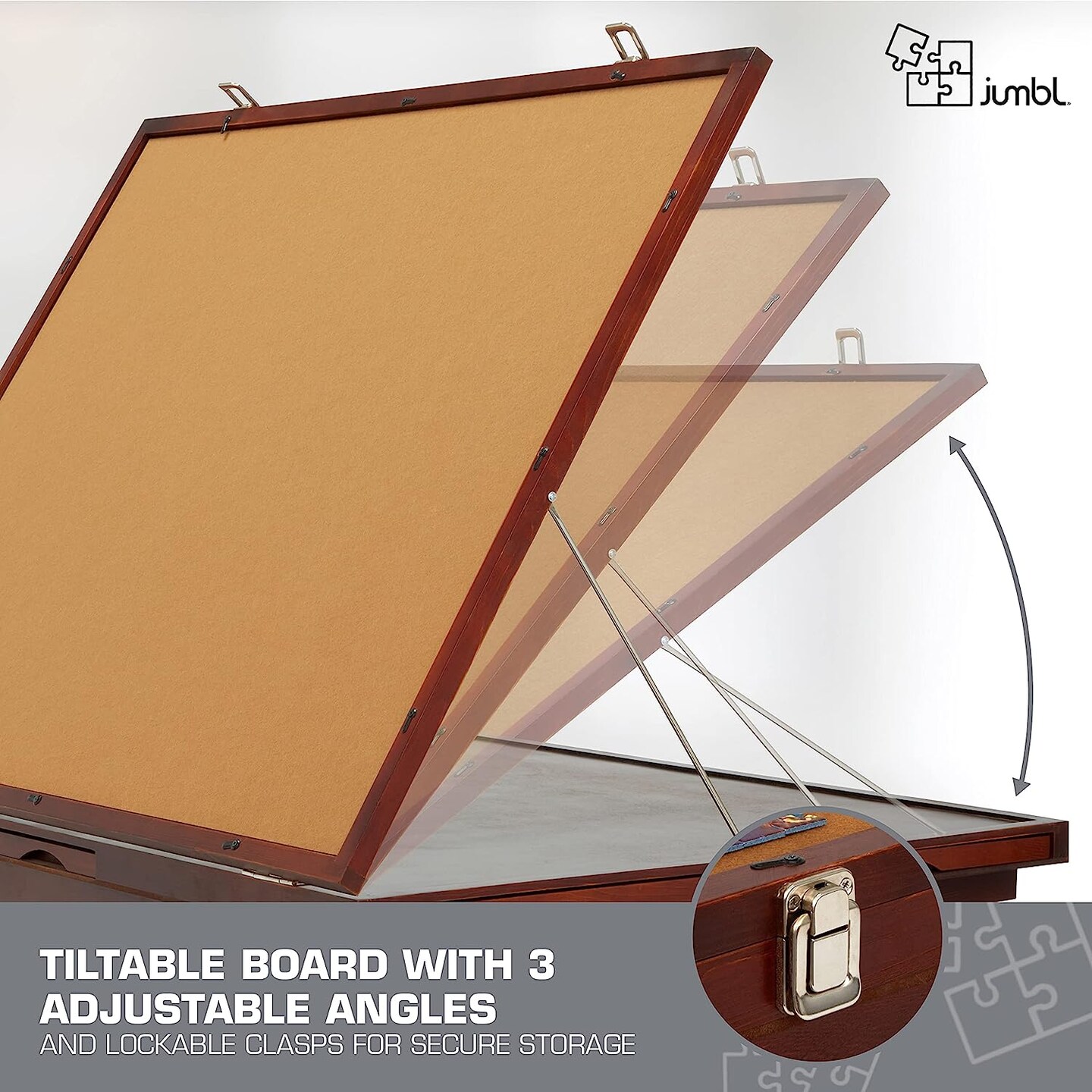 Jumbl 1000 Piece Puzzle Board, 23” x 31” Wooden Jigsaw Puzzle Table Board w/Felt Surface & Storage Drawers