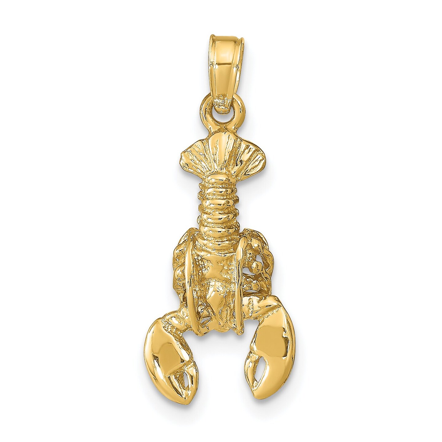 14K Yellow Gold 3D Lobster Charm Ocean Pendant Jewelry 24mm x 10mm