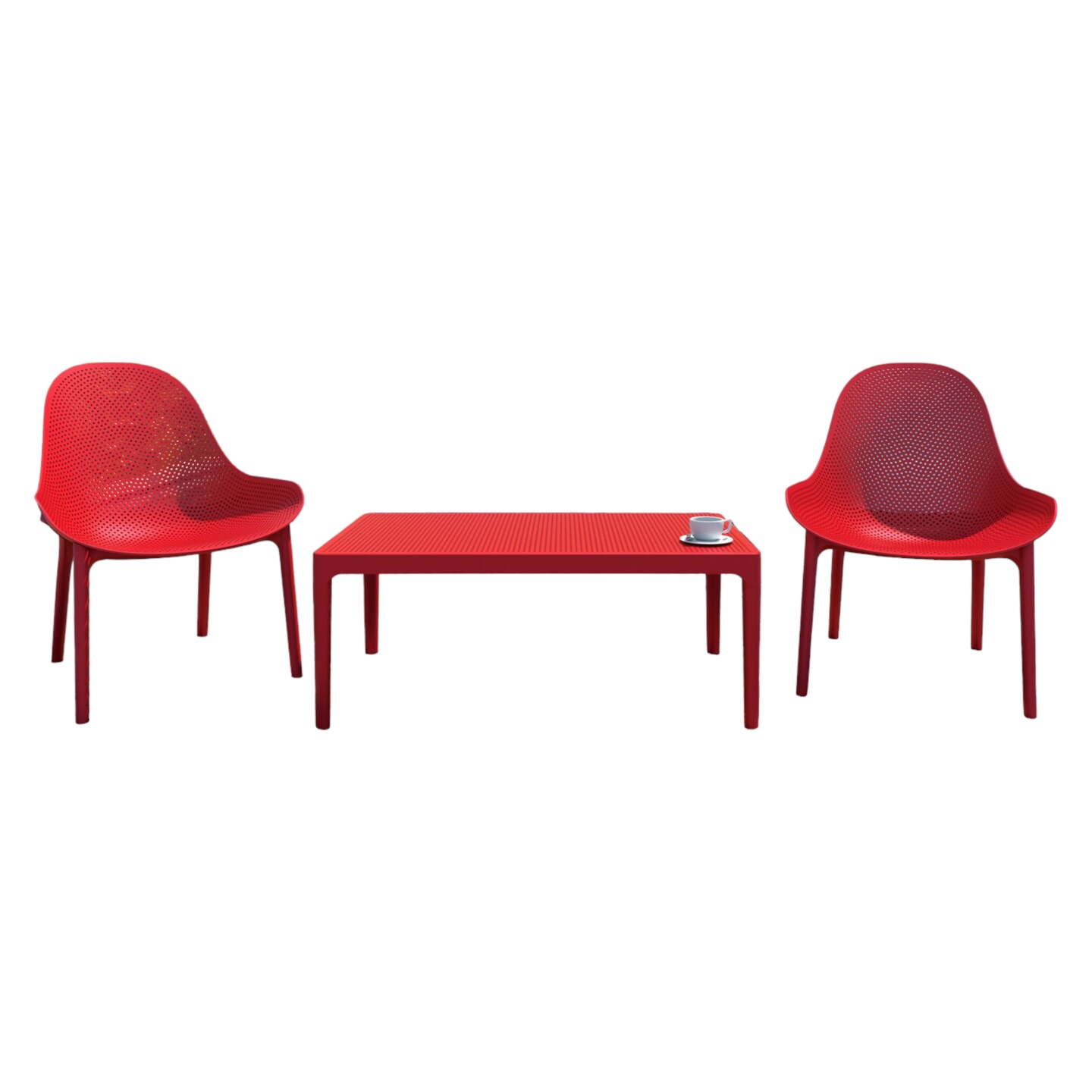 Luxury Commercial Living 3-Piece Red Patio Lounge Set 39.5&#x22;