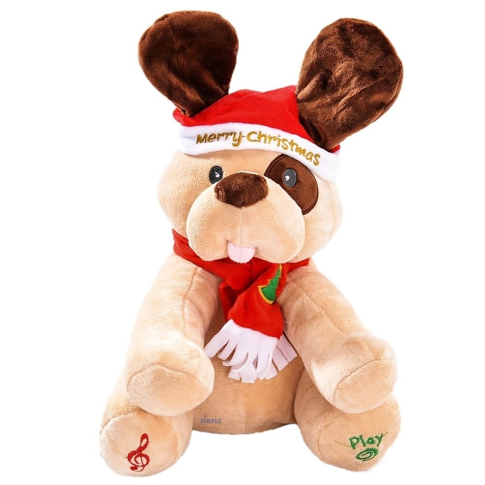 Dimple Ginger Holiday Animated Plush Singing Peek-a-boo Christmas Dog by
