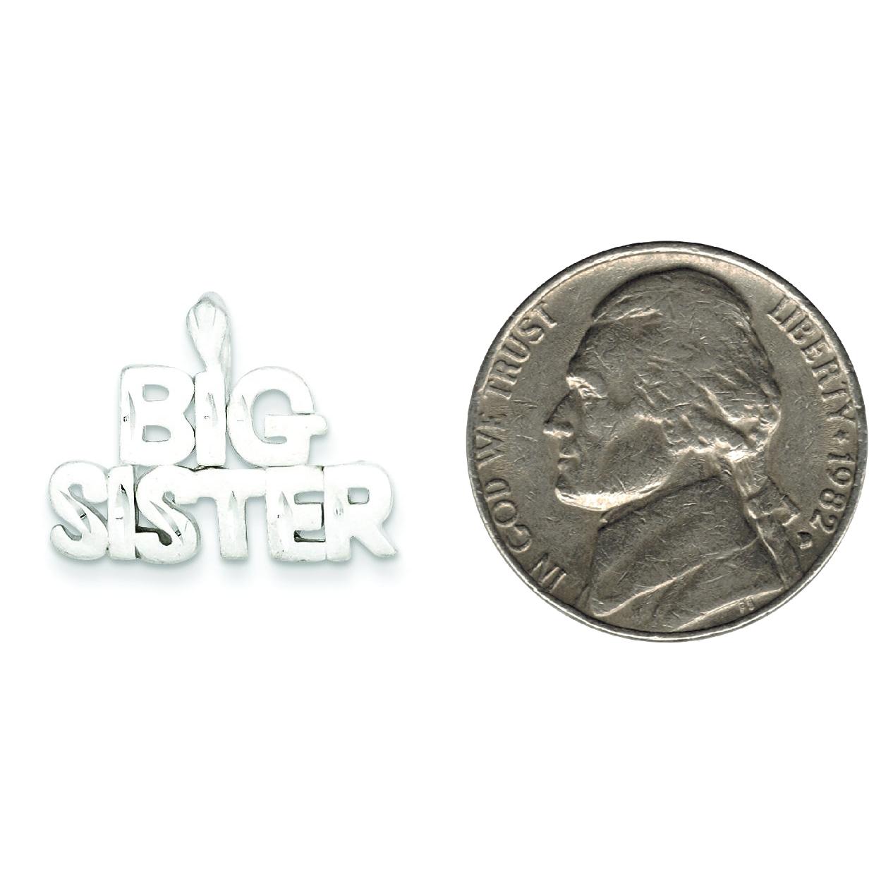 Sterling Silver Big Sister Charm Jewelry FindingKing 19mm x 23mm