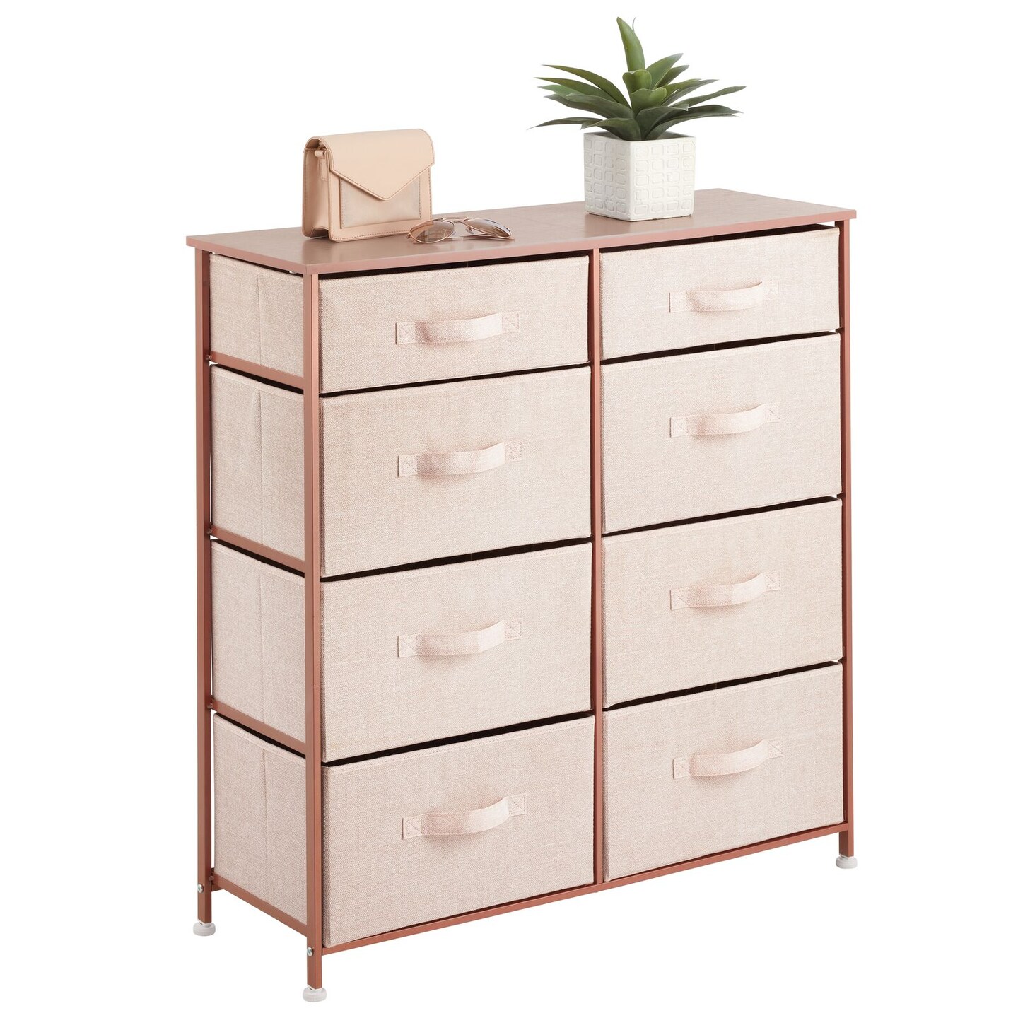 mDesign Tall Storage Dresser Furniture with 8 Slim Fabric Drawers