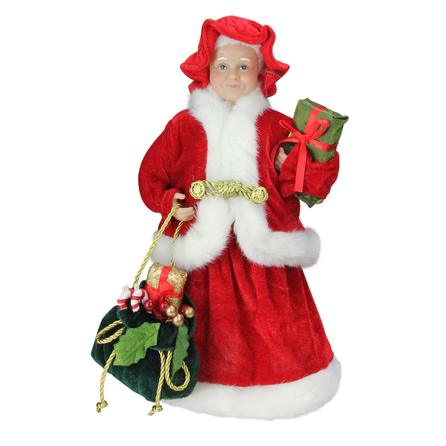 Northlight 12&#x22; Mrs Claus with Present and Gift Bag Christmas Figure