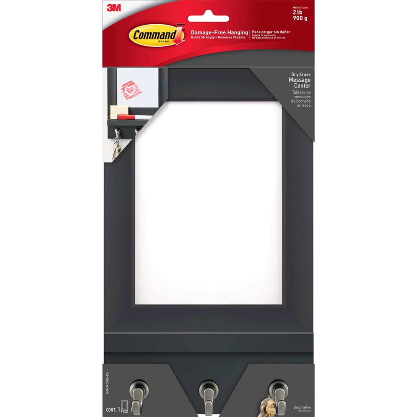 Command Dry-Erase Message Center 11.2 Height x 6.8 Width x 1.5 Depth Slate
