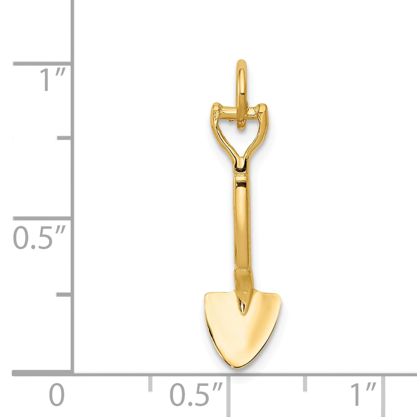 14K Yellow Gold 3D Spade Charm Shovel Garden Jewelry 20mm x 4mm