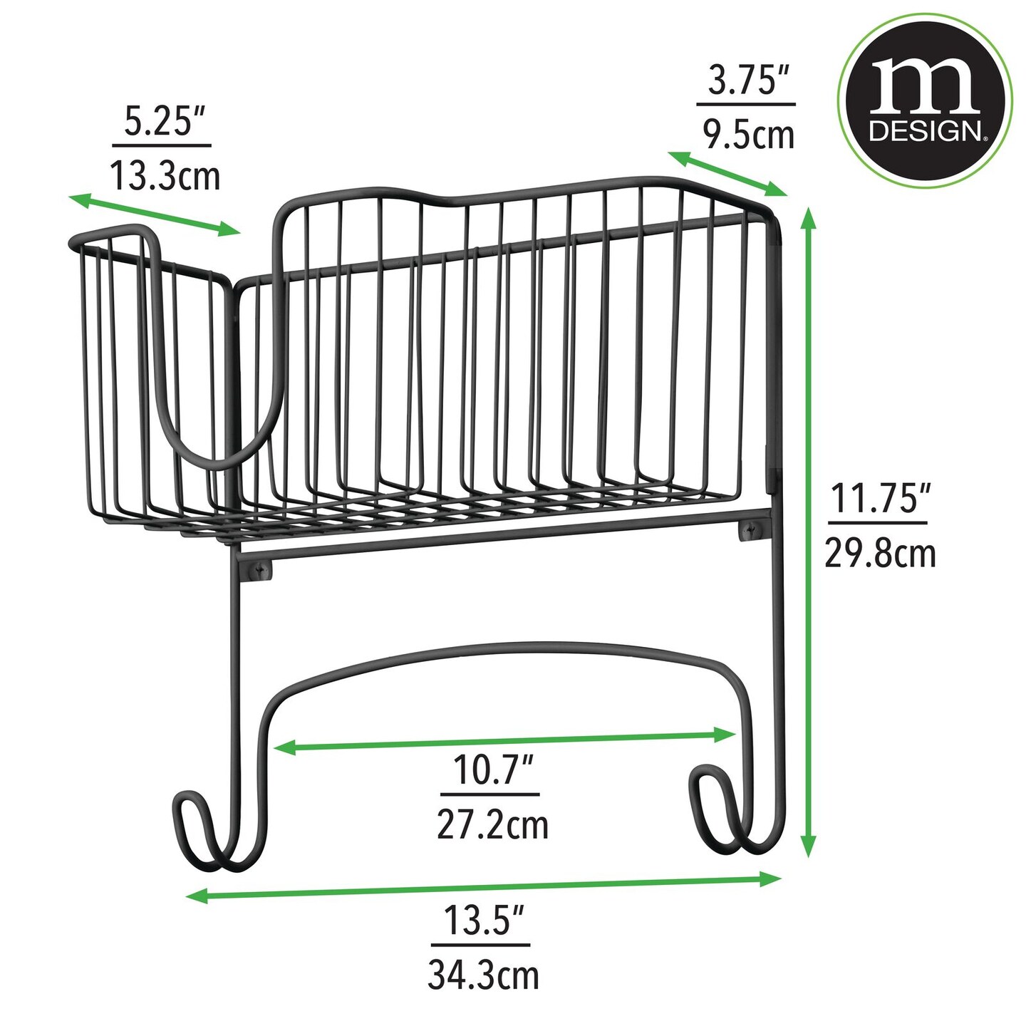 mDesign Wall Mount Ironing Board Holder, Large Storage Basket