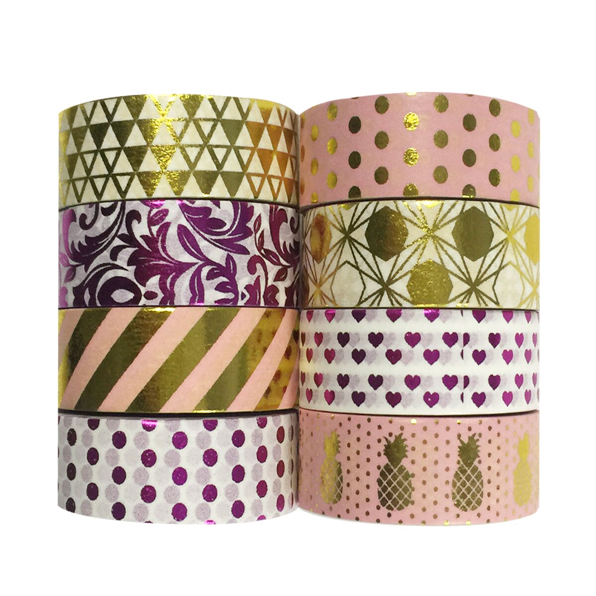 Wrapables Metallic Foil Washi Masking Tape Collection (Set of 8), 08WPSET05