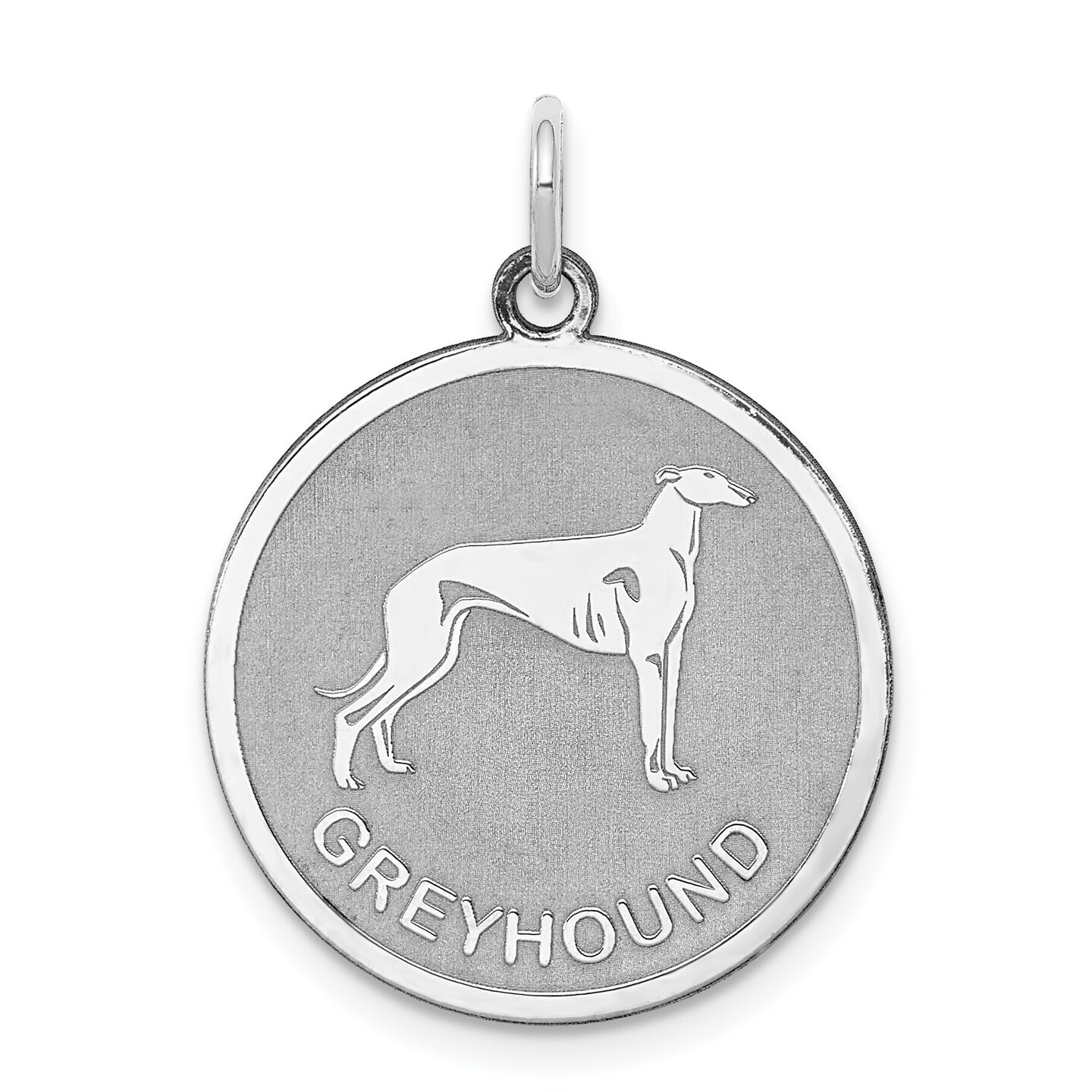 Sterling Silver Greyhound Disc Charm Pendant Jewelry