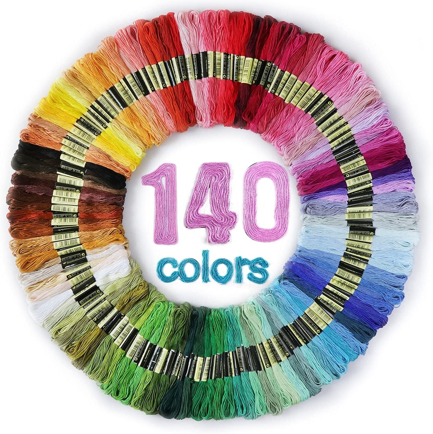 Premium Rainbow Color Embroidery Floss with Cotton for Cross