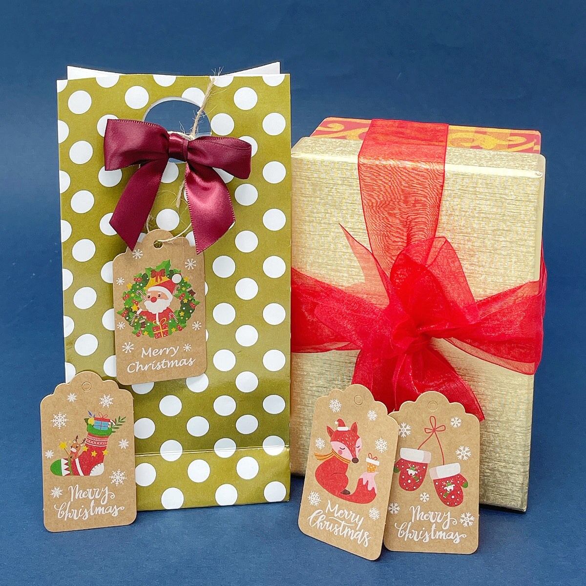 Wrapables Christmas Holiday Gift Tags/Kraft Hang Tags with Jute Strings for Gift-Wrapping, DIY, Arts & Crafts