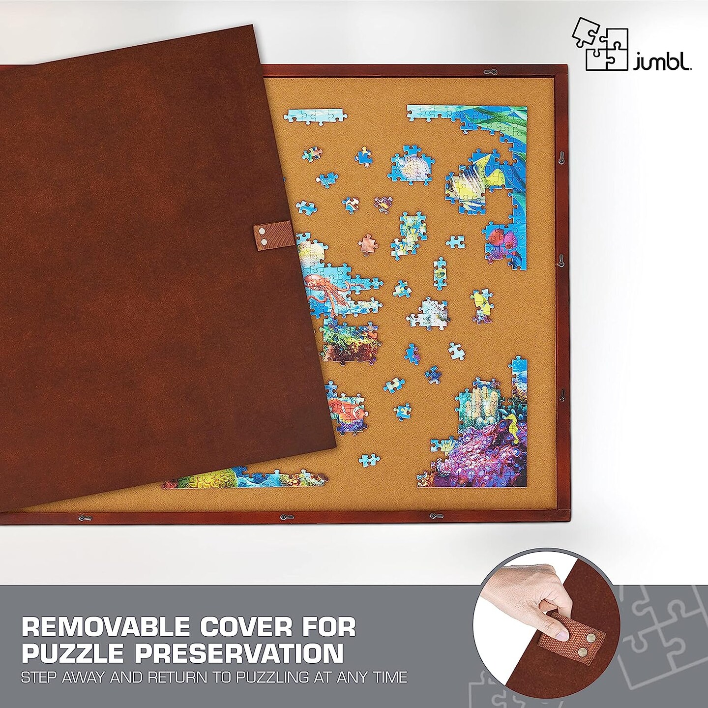 Jumbl 1500 Piece Puzzle Board, 27&#x201D; x 35&#x201D; Wooden Jigsaw Puzzle Table Board