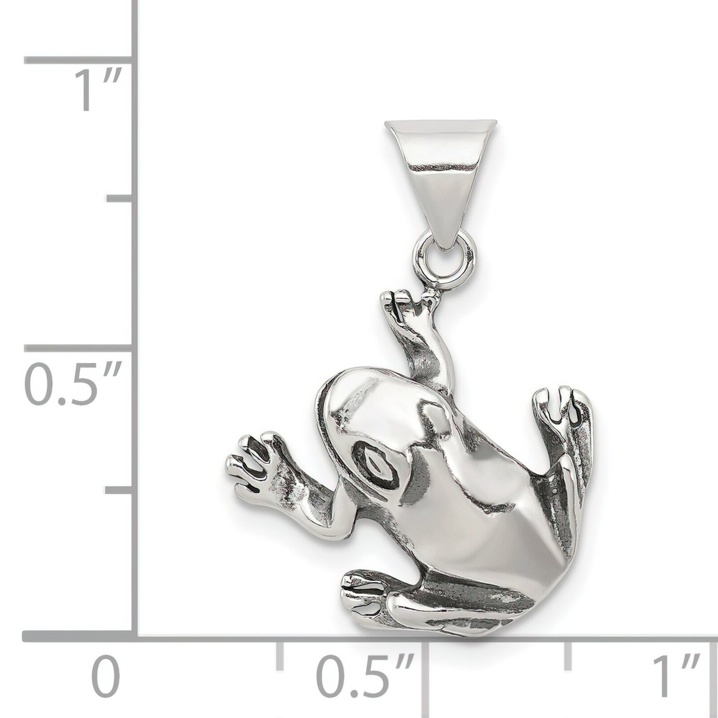 Sterling Silver Antiqued Frog Charm Jewelry Pendant 18mm x 17mm