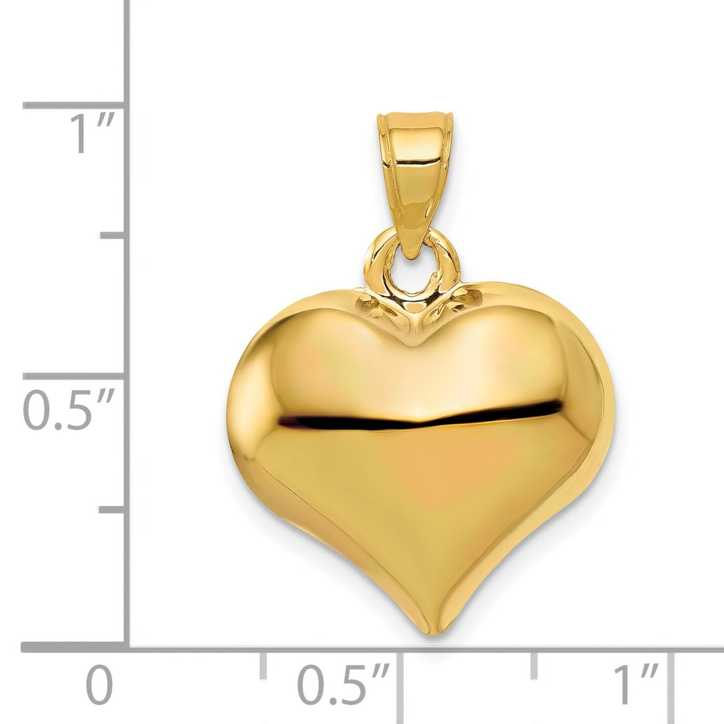 14K Gold Puffed Heart Charm Polished Love Pendant Jewerly 24mm x 18mm