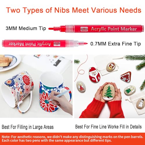 36 Acrylic Paint Markers Pens for Pumpkins Painting Canvas Ceramic Rocks Wood Plastic Craft Supplies for Graffiti Christmas Easter Egg